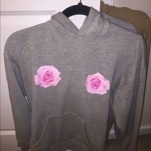 Grey Hoodie with roses